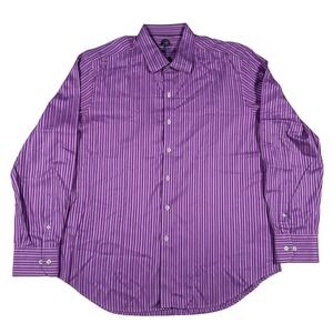 Robert Graham Button Down Shirt Mens XL Purple Striped Classic Fit Long Sleeve